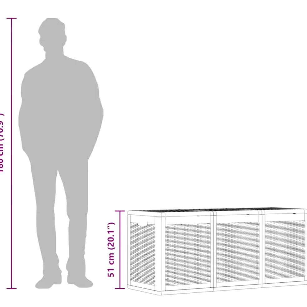 vidaXL Tuinbox 270 L PP rattan grijs