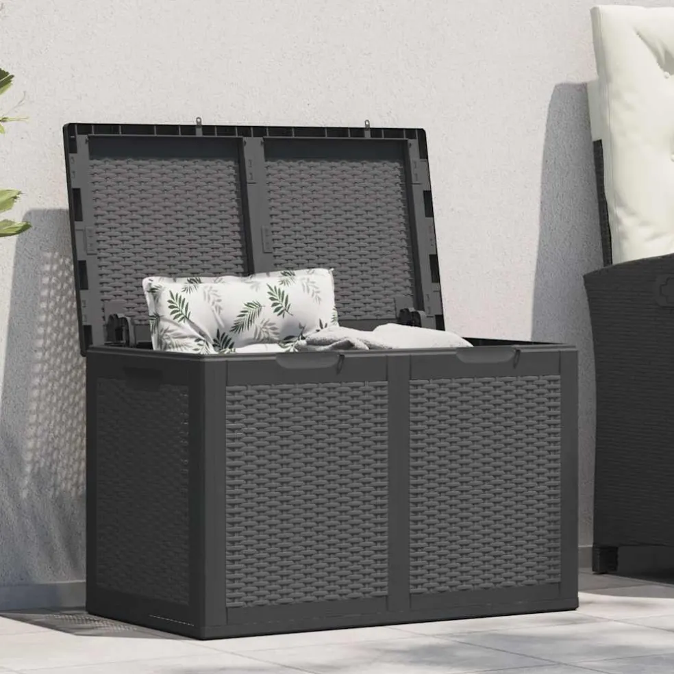 vidaXL Tuinbox 180 L PP rattan zwart