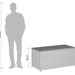 vidaXL Tuinbox met wielen 190 L poly rattan gemengd beige