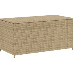 vidaXL Tuinbox met wielen 190 L poly rattan gemengd beige