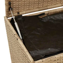 vidaXL Tuinbox met wielen 190 L poly rattan gemengd beige