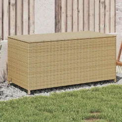 vidaXL Tuinbox met wielen 190 L poly rattan gemengd beige