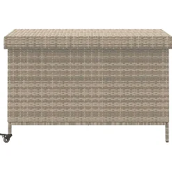 vidaXL Tuinbox met wielen 110x55x73 cm poly rattan lichtgrijs
