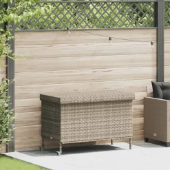 vidaXL Tuinbox met wielen 110x55x73 cm poly rattan lichtgrijs