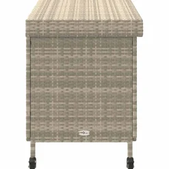 vidaXL Tuinbox met wielen 110x55x73 cm poly rattan lichtgrijs