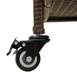 vidaXL Tuinbox met wielen 110x55x73 cm poly rattan bruin