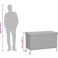 vidaXL Tuinbox met wielen 110x55x73 cm poly rattan gemengd beige