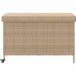 vidaXL Tuinbox met wielen 110x55x73 cm poly rattan gemengd beige