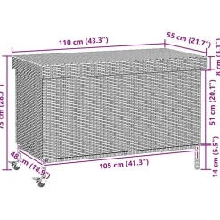 vidaXL Tuinbox met wielen 110x55x73 cm poly rattan gemengd beige