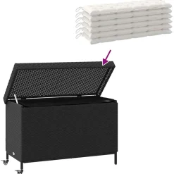vidaXL Tuinbox met wielen 110x55x73 cm poly rattan zwart