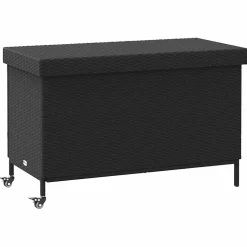 vidaXL Tuinbox met wielen 110x55x73 cm poly rattan zwart