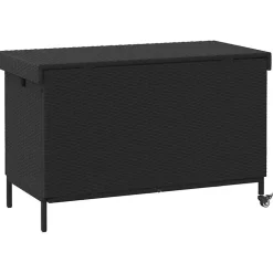 vidaXL Tuinbox met wielen 110x55x73 cm poly rattan zwart
