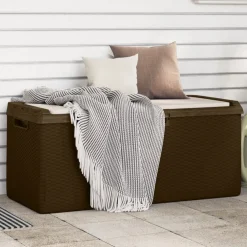 vidaXL Tuinbox met zitkussen 350 L polypropeen bruin