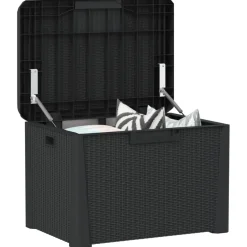vidaXL Tuinbox met zitkussen 125 L polypropeen antracietkleurig