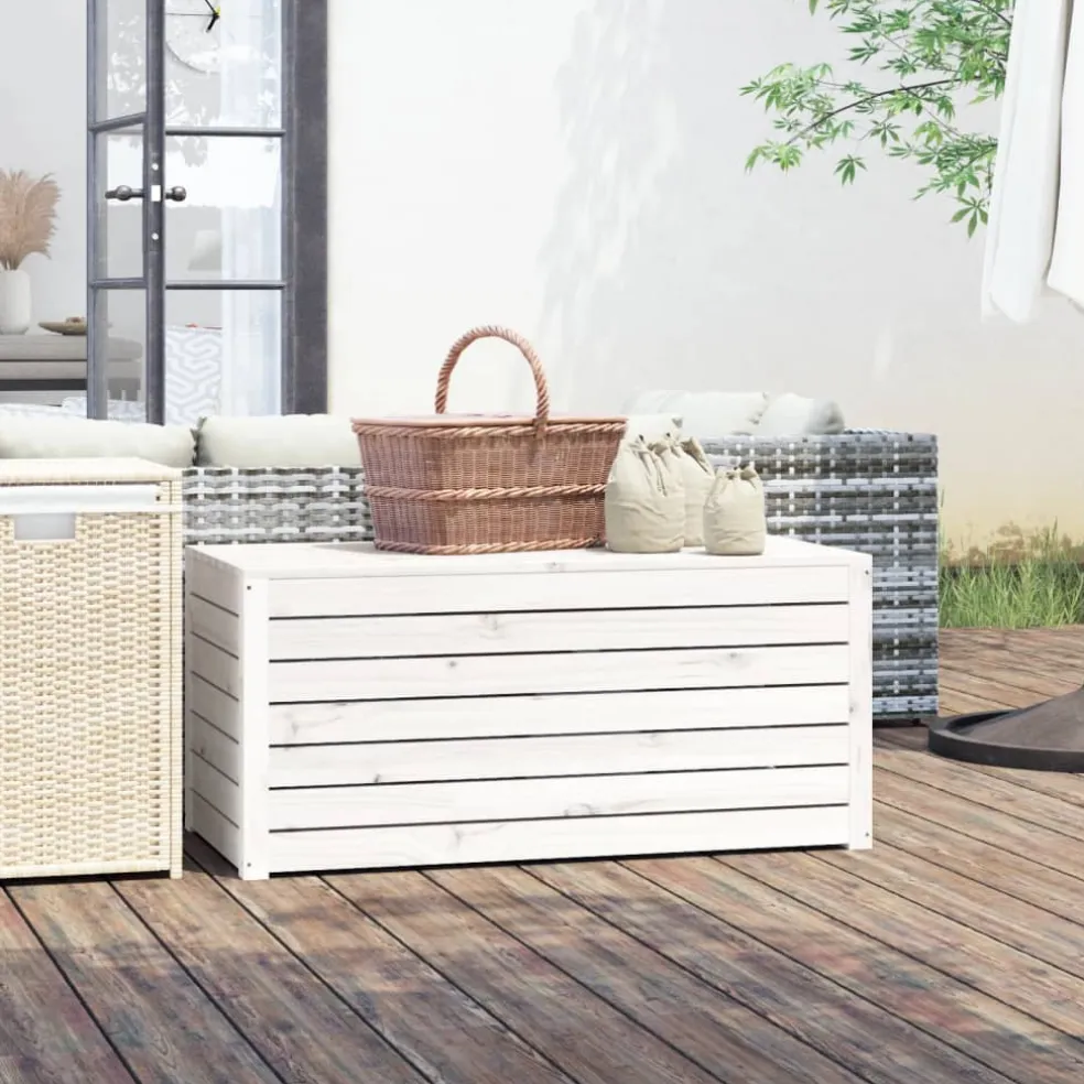 vidaXL Tuinbox 101x50,5x46,5 cm massief grenenhout wit