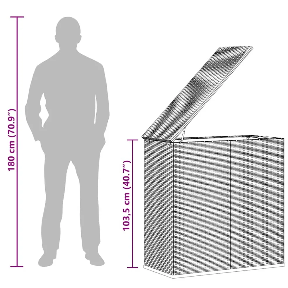 vidaXL Tuinbox 100x49x103,5 cm polyetheen rattan bruin