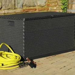 vidaXL Tuinbox 120x56x63 cm polypropeen rattan antracietkleurig