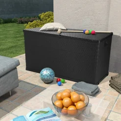 vidaXL Tuinbox 120x56x63 cm polypropeen rattan antracietkleurig