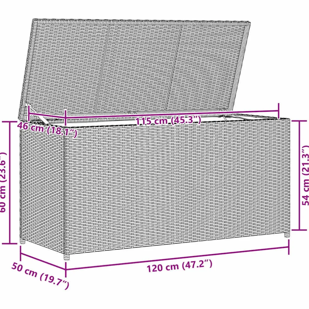 vidaXL Tuinbox 120x50x60 cm poly rattan zwart