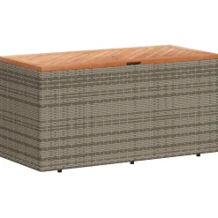 vidaXL Tuinbox 110x50x54 cm poly rattan en acaciahout grijs