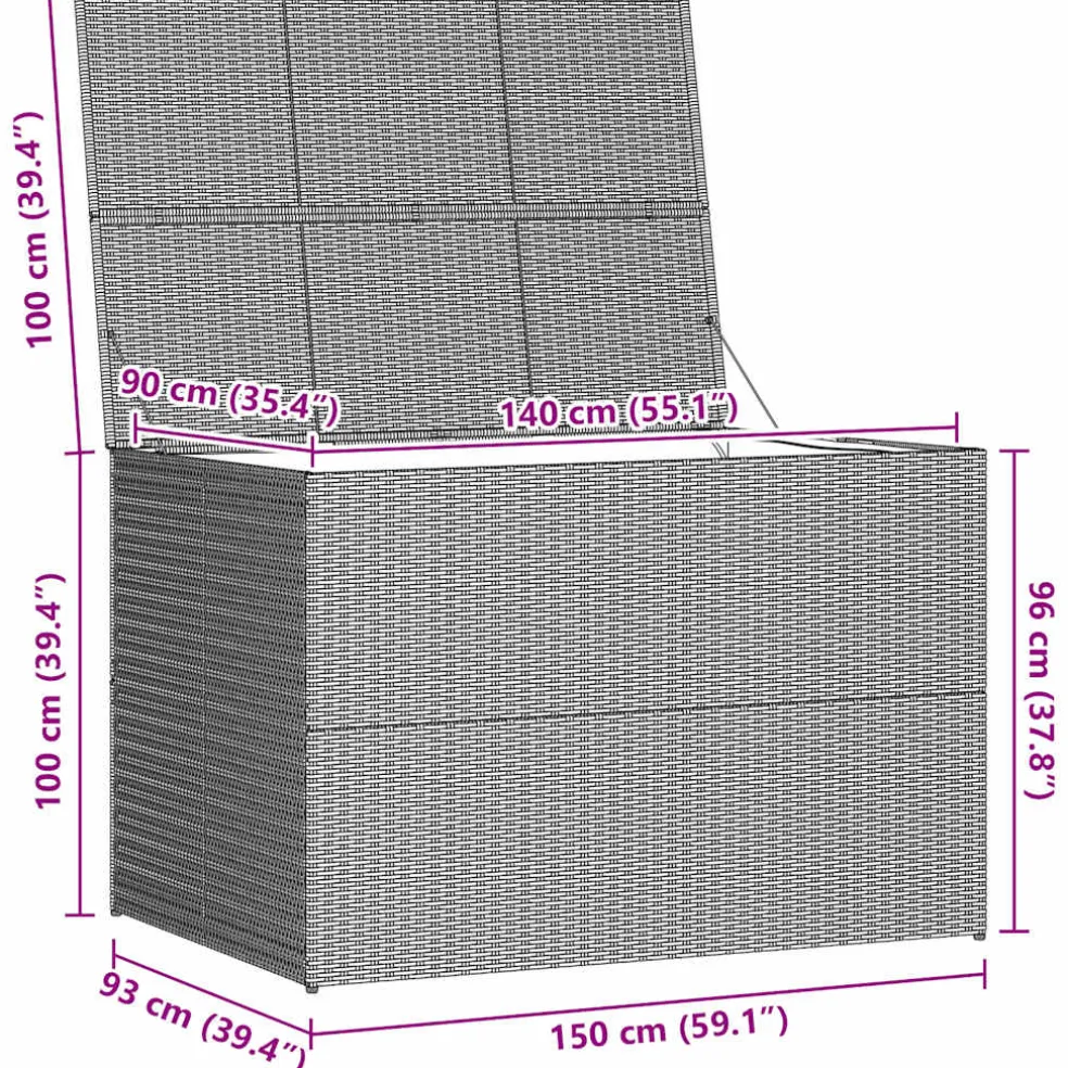 vidaXL Tuinbox 150x100x100 cm poly rattan zwart