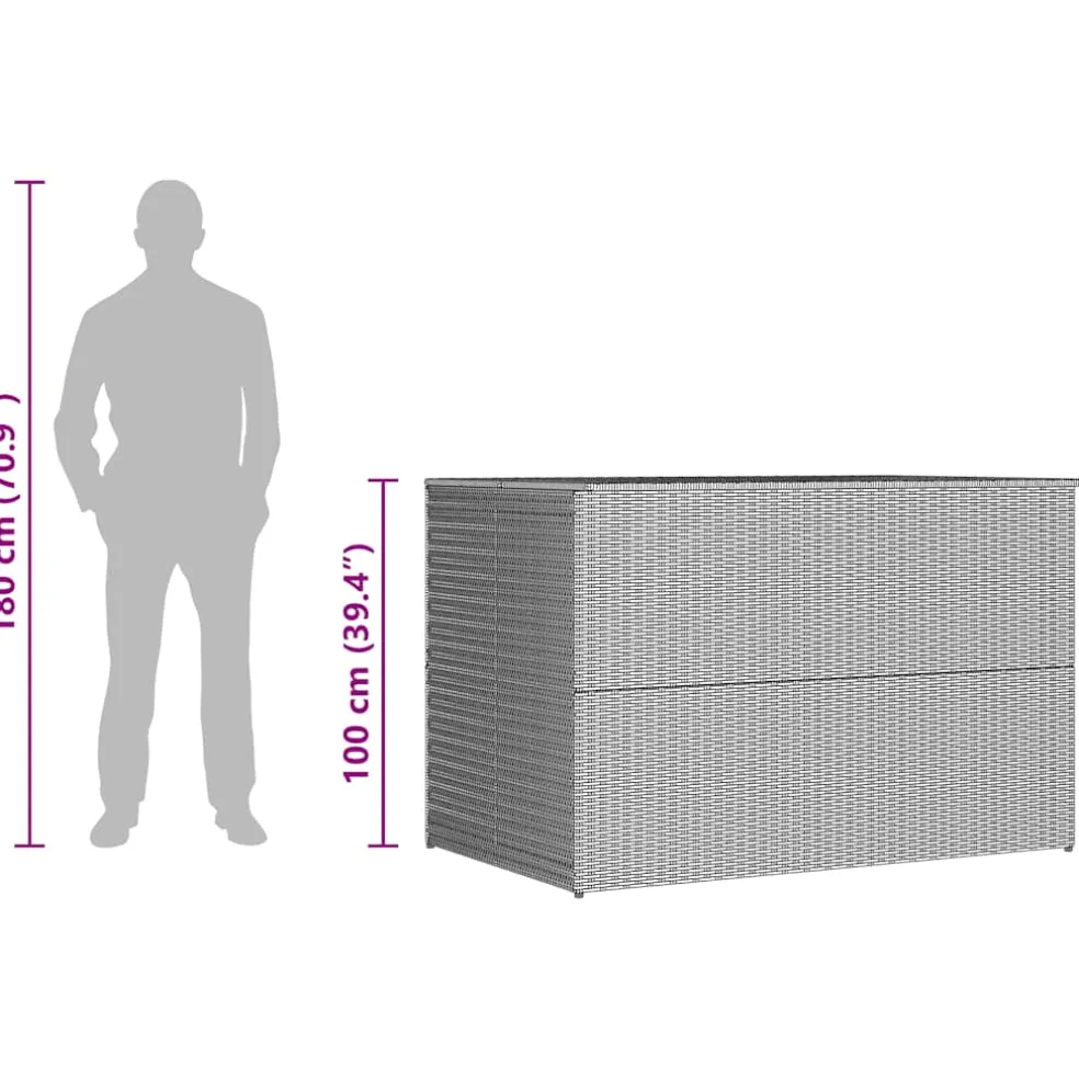 vidaXL Tuinbox 150x100x100 cm poly rattan grijs