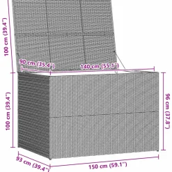 vidaXL Tuinbox 150x100x100 cm poly rattan grijs