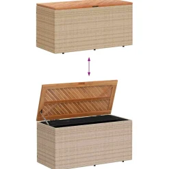 vidaXL Tuinbox 110x50x54 cm poly rattan en acaciahout beige