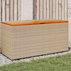 vidaXL Tuinbox 110x50x54 cm poly rattan en acaciahout beige