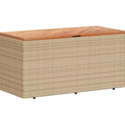 vidaXL Tuinbox 110x50x54 cm poly rattan en acaciahout beige