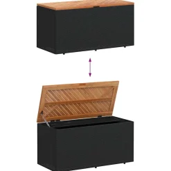 vidaXL Tuinbox 110x50x54 cm poly rattan en acaciahout zwart