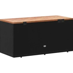 vidaXL Tuinbox 110x50x54 cm poly rattan en acaciahout zwart