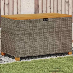 vidaXL Tuinbox 110x55x63 cm poly rattan en acaciahout grijs