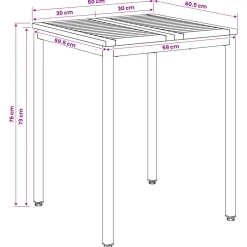 vidaXL Tuindiner tafel Naturel en Zwart 60 x 60,5 x 75 cm