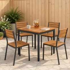 vidaXL Tuindiner tafel Naturel en Zwart 60 x 60,5 x 75 cm