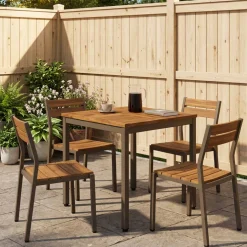 vidaXL Tuindiner tafel Natuurlijk en Koffie 60 x 60,5 x 75 cm