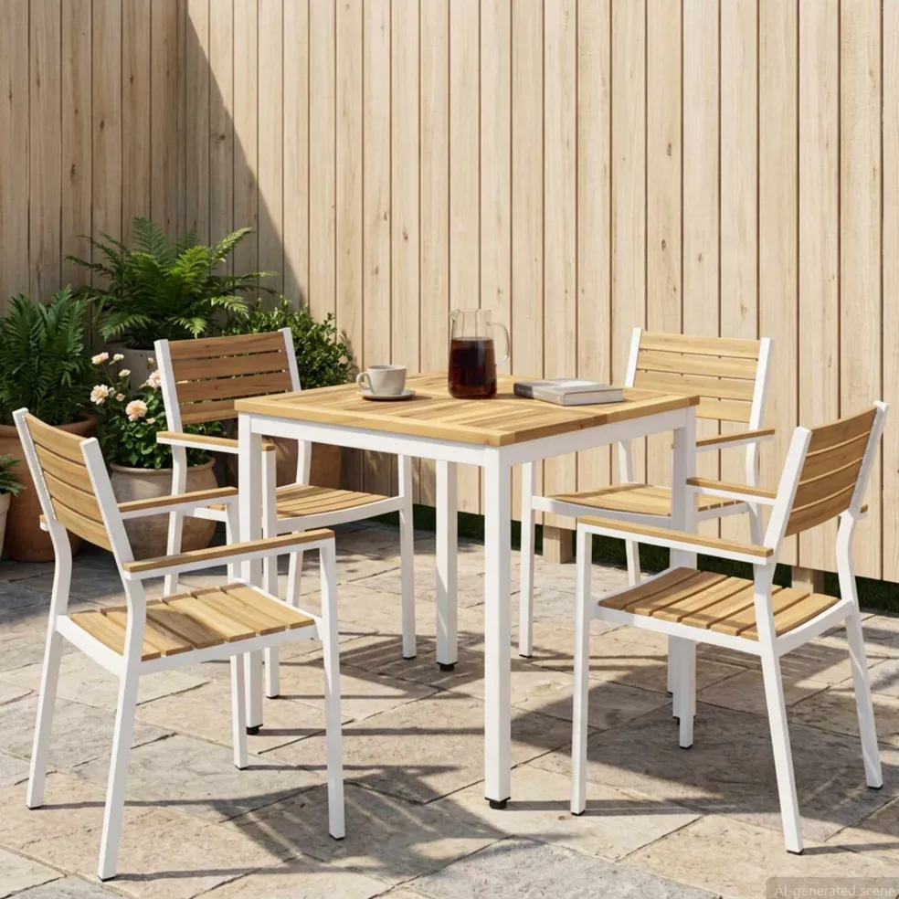 vidaXL Tuindiner tafel Wit 60 x 60,5 x 75 cm Massief Acaciahout