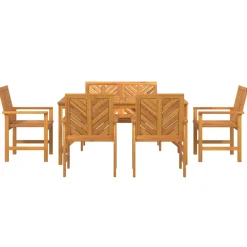 vidaXL Tuin eettafelset 6 st Bruin Massief Acaciahout
