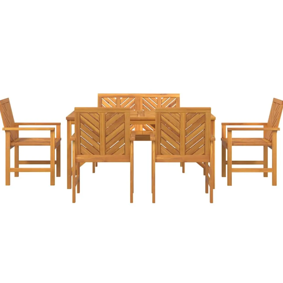 vidaXL Tuin eettafelset 6 st Bruin Massief Acaciahout