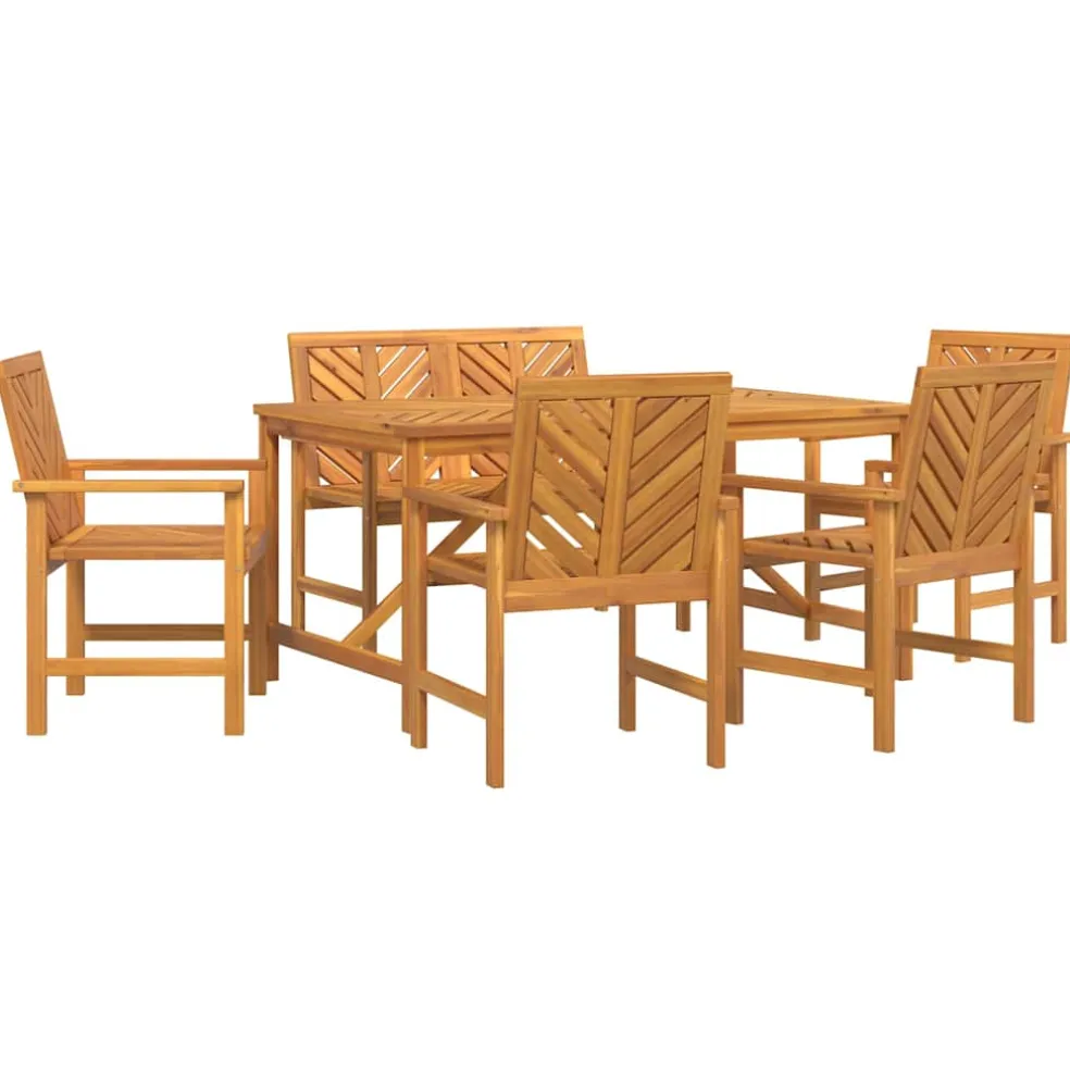 vidaXL Tuin eettafelset 6 st Bruin Massief Acaciahout