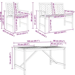 vidaXL Tuin eettafelset 6 st Bruin Massief Acaciahout