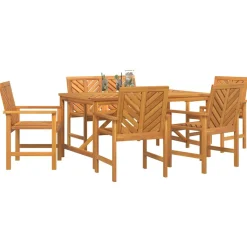 vidaXL Tuin eettafelset 6 st Bruin Massief Acaciahout