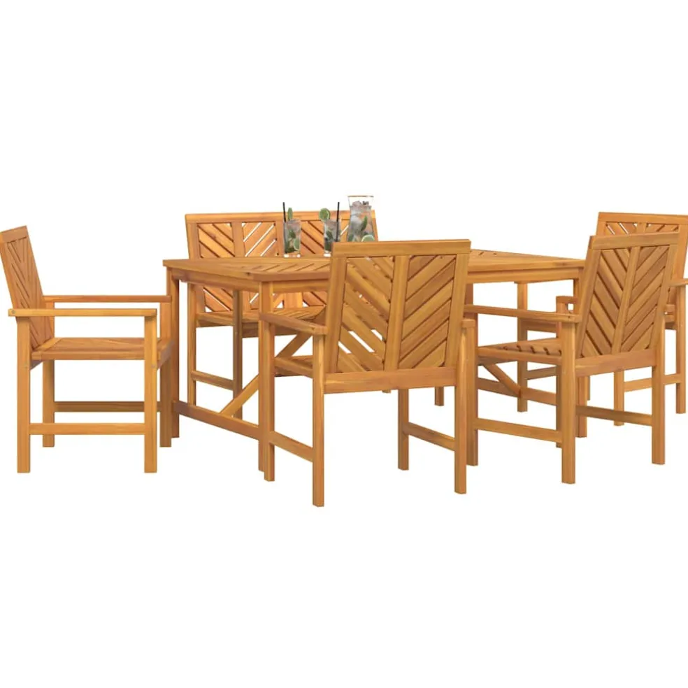 vidaXL Tuin eettafelset 6 st Bruin Massief Acaciahout