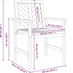 vidaXL Tuin eettafelset 7 st Bruin Massief Acaciahout