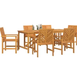 vidaXL Tuin eettafelset 7 st Bruin Massief Acaciahout