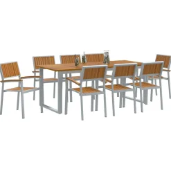vidaXL Tuin eettafelset 9 st Grijs Massief Acaciahout