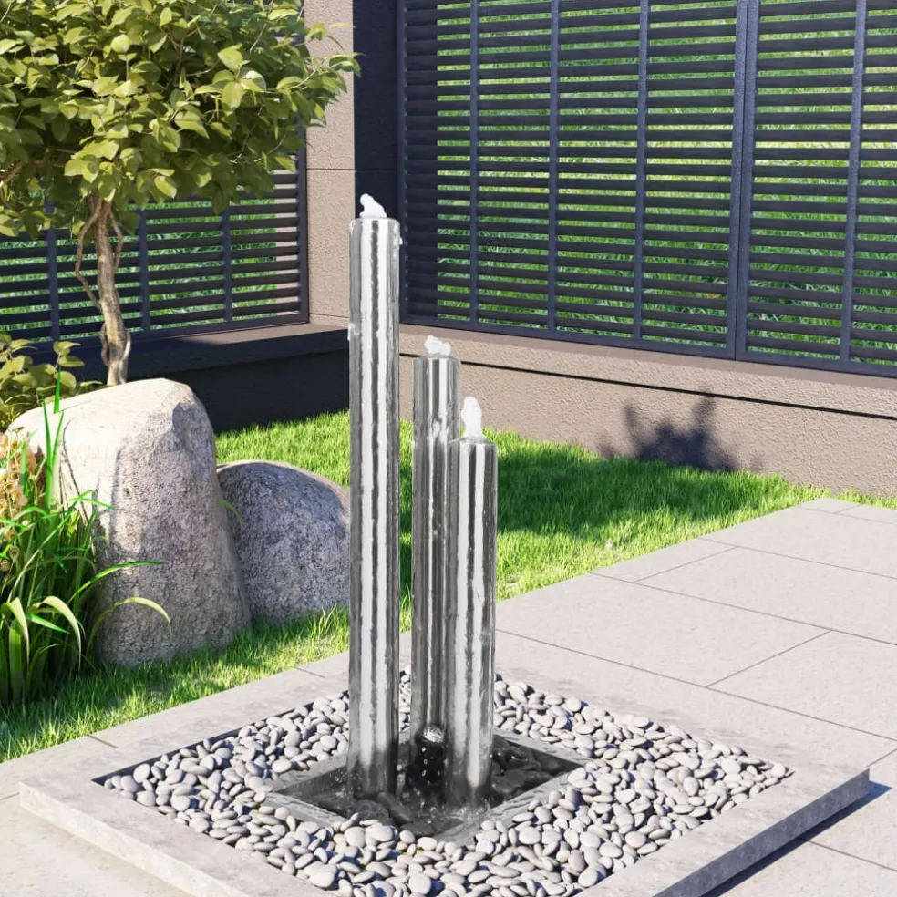 vidaXL Tuinfontein 48x34x88 cm roestvrij staal zilverkleurig