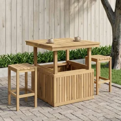 vidaXL Tuinfoto Tafel Massief Acaciahout Hoogte Verstelbaar Wit