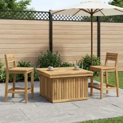 vidaXL Tuinfoto Tafel Massief Acaciahout Hoogte Verstelbaar Wit