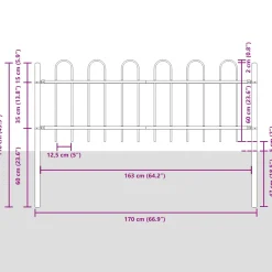 vidaXL Tuinhek BOXTEL 2 st 3,4 x 0,6 m Poedercoating staal Grijs